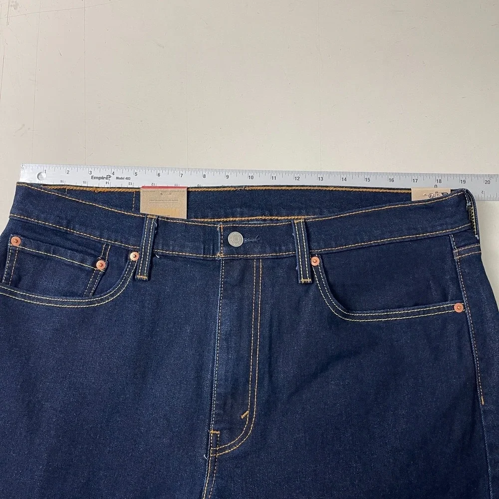 Levis 502 Jeans Mens 36x32 Blue Taper Dark Wash Stretch Denim Preppy Minimalist